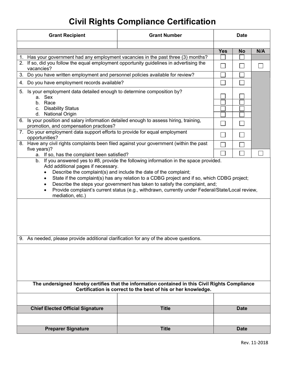 Civil Rights Compliance Certification - Georgia (United States), Page 1