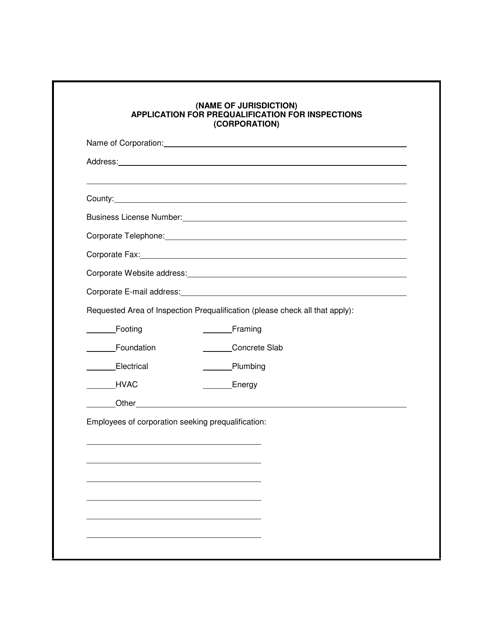 Application for Prequalification for Inspections (Corporation) - Georgia (United States) Download Pdf