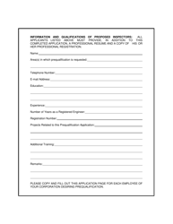 Application for Prequalification for Inspections (Corporation) - Georgia (United States), Page 2