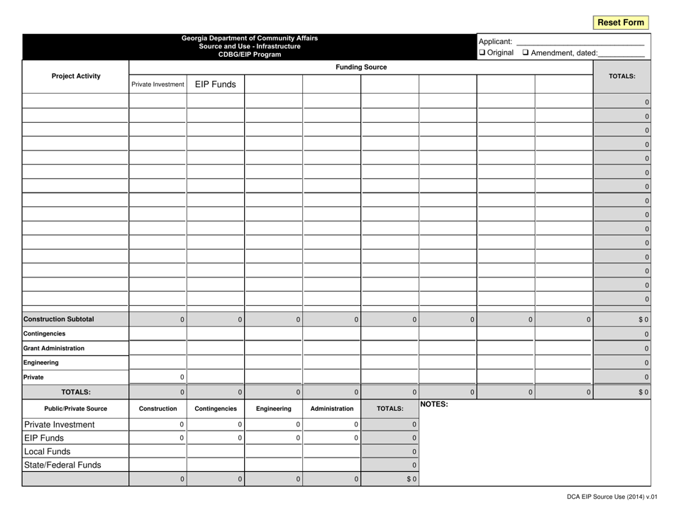 Georgia (United States) Source and Use - Infrastructure - Cdbg/Eip ...