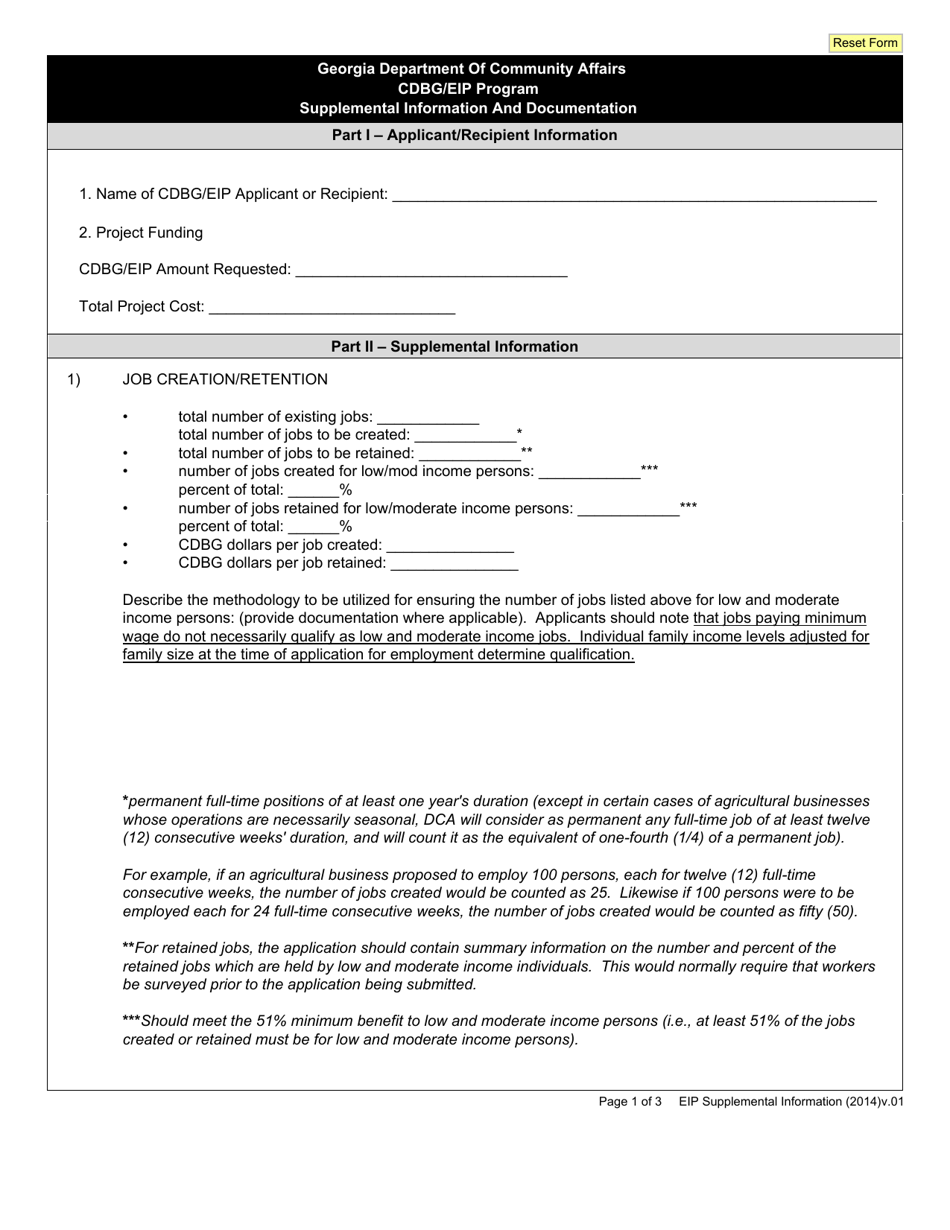 Supplemental Information and Documentation - Cdbg / Eip Program - Georgia (United States), Page 1