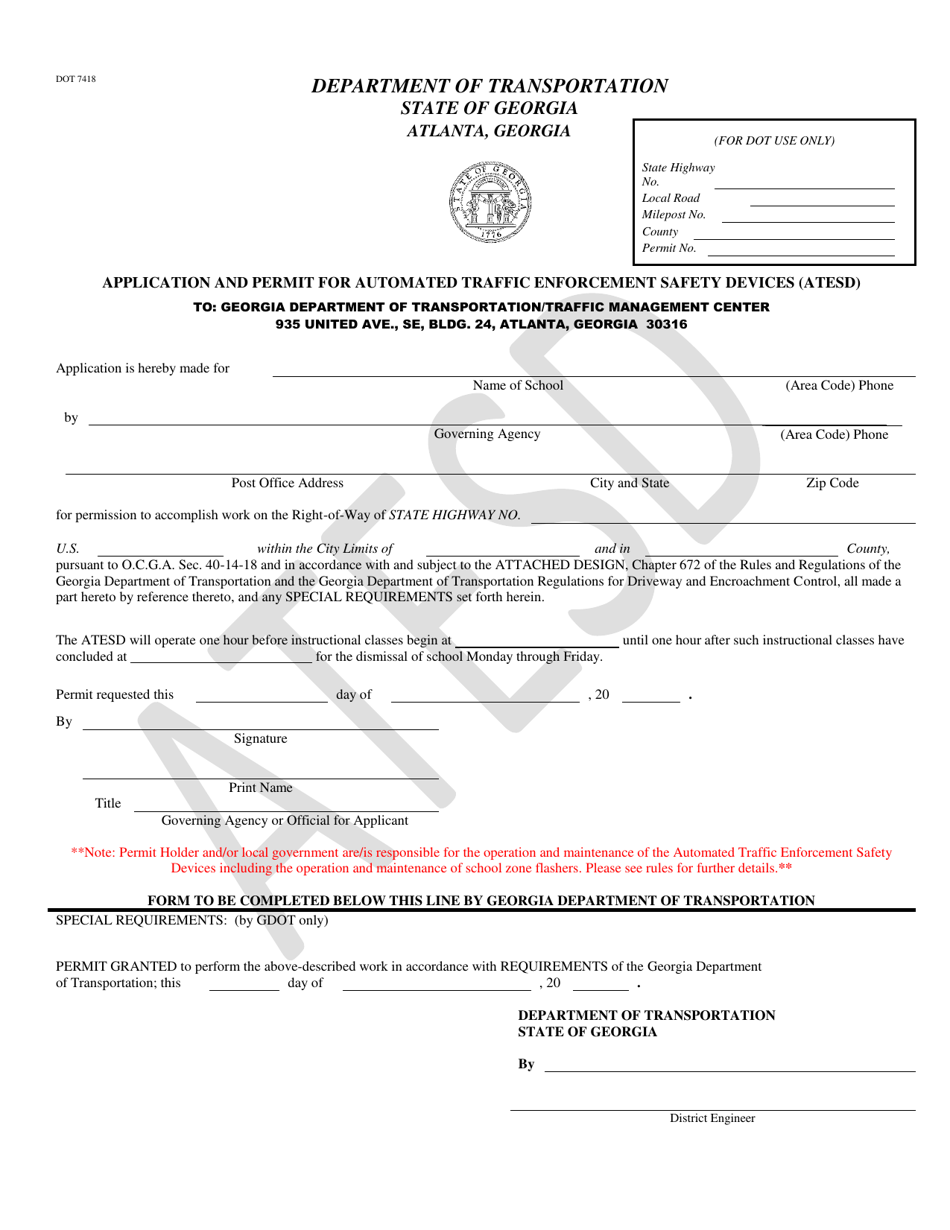 Form DOT7418 - Fill Out, Sign Online And Download Printable PDF ...