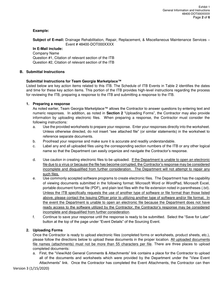 Invitation to Bid (Itb) Bid Form - Drainage Rehabilitation, Repair, Replacement,  Miscellaneous Maintenance Services - District - Georgia (United States), Page 20