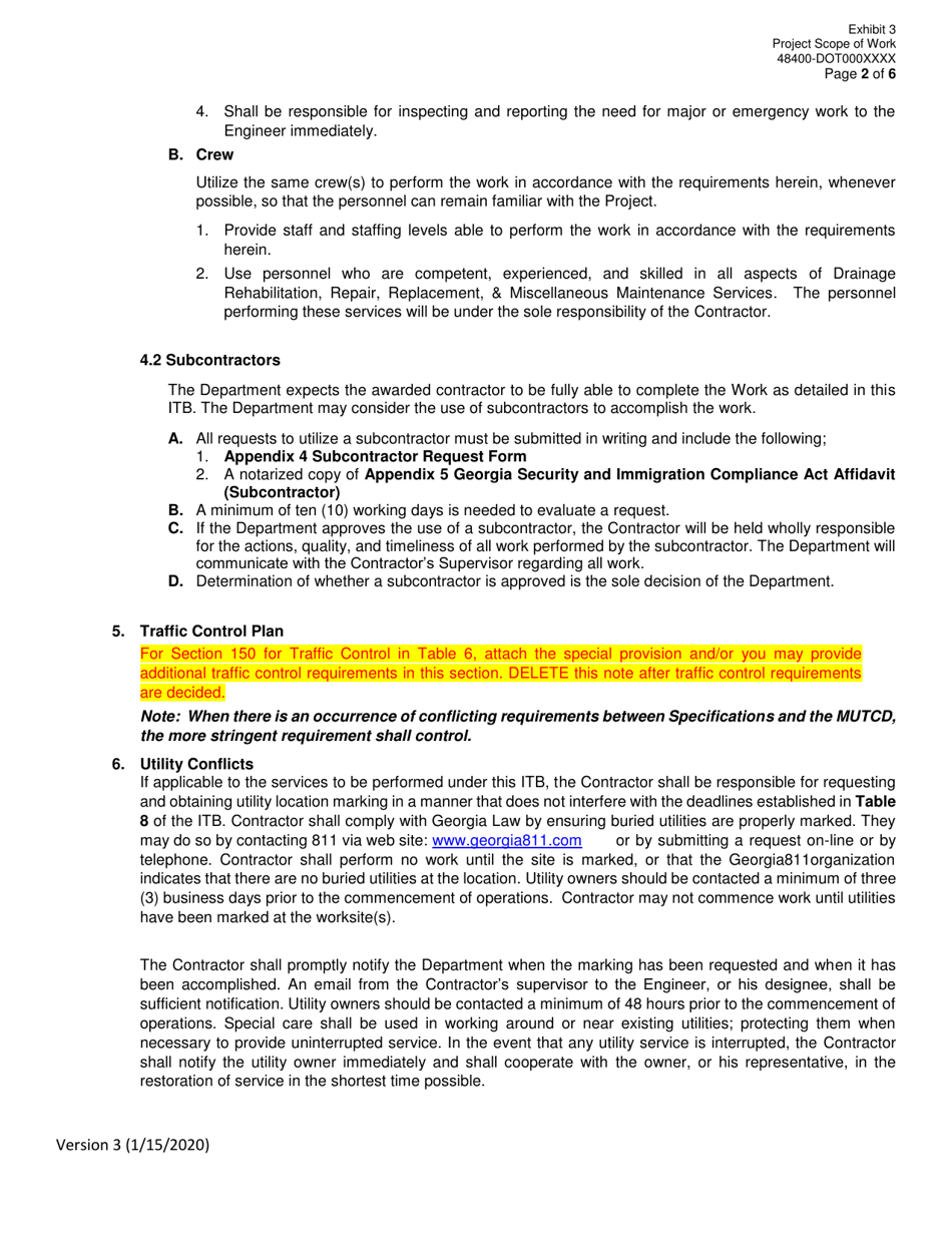 Invitation to Bid (Itb) Bid Form - Drainage Rehabilitation, Repair, Replacement,  Miscellaneous Maintenance Services - District - Georgia (United States), Page 27