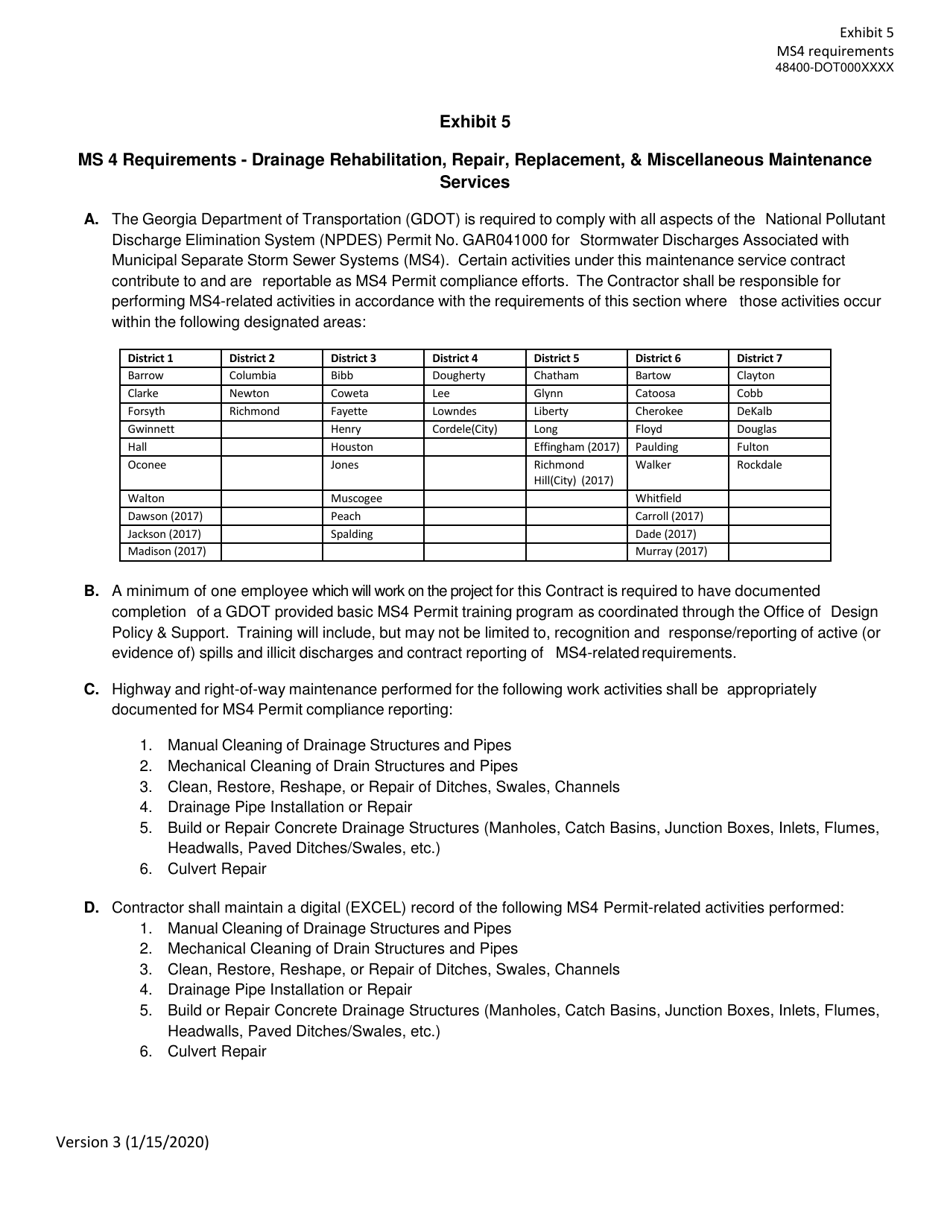 Invitation to Bid (Itb) Bid Form - Drainage Rehabilitation, Repair, Replacement,  Miscellaneous Maintenance Services - District - Georgia (United States), Page 33