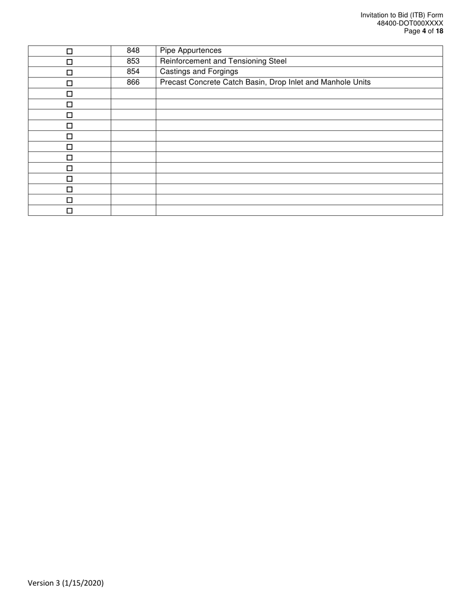 Invitation to Bid (Itb) Bid Form - Drainage Rehabilitation, Repair, Replacement,  Miscellaneous Maintenance Services - District - Georgia (United States), Page 4