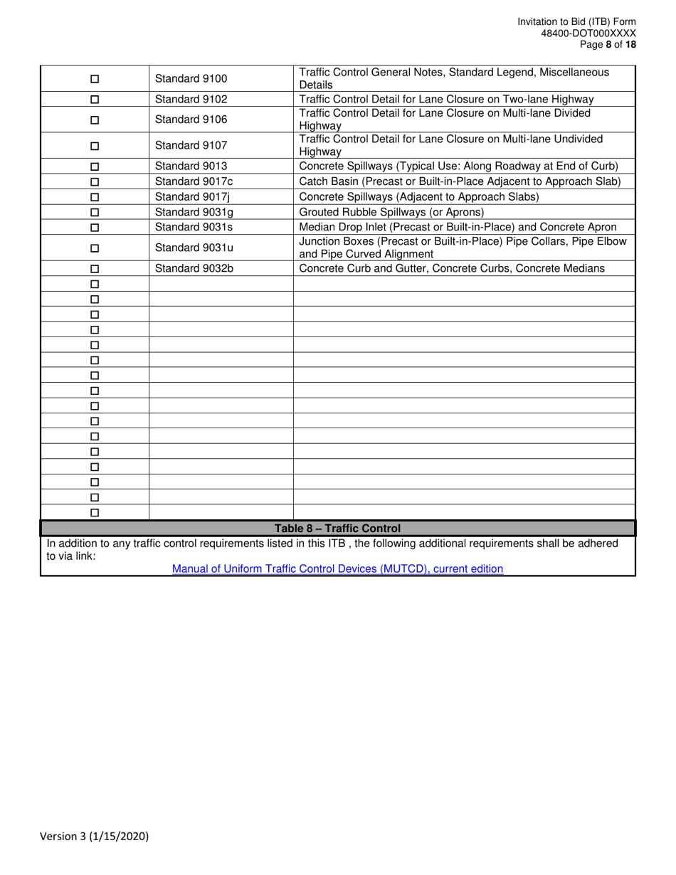 Invitation to Bid (Itb) Bid Form - Drainage Rehabilitation, Repair, Replacement,  Miscellaneous Maintenance Services - District - Georgia (United States), Page 8
