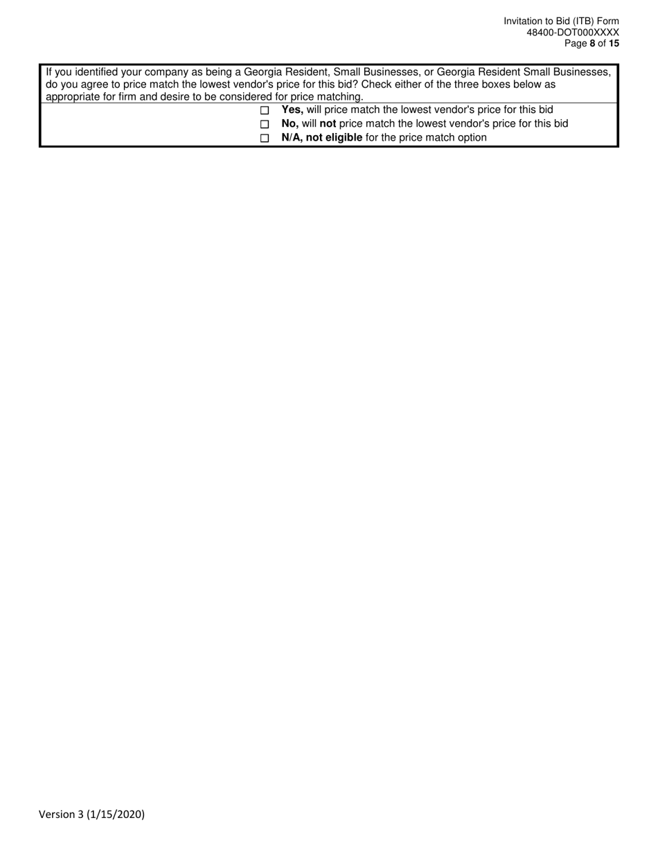 Invitation to Bid (Itb) Bid Form - Installation, Repair and Maintenance of Fencing - District - Georgia (United States), Page 8