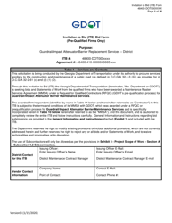 Document preview: Invitation to Bid (Itb) Bid Form - Guardrail/Impact Attenuator Barrier Replacement Services - District - Georgia (United States)