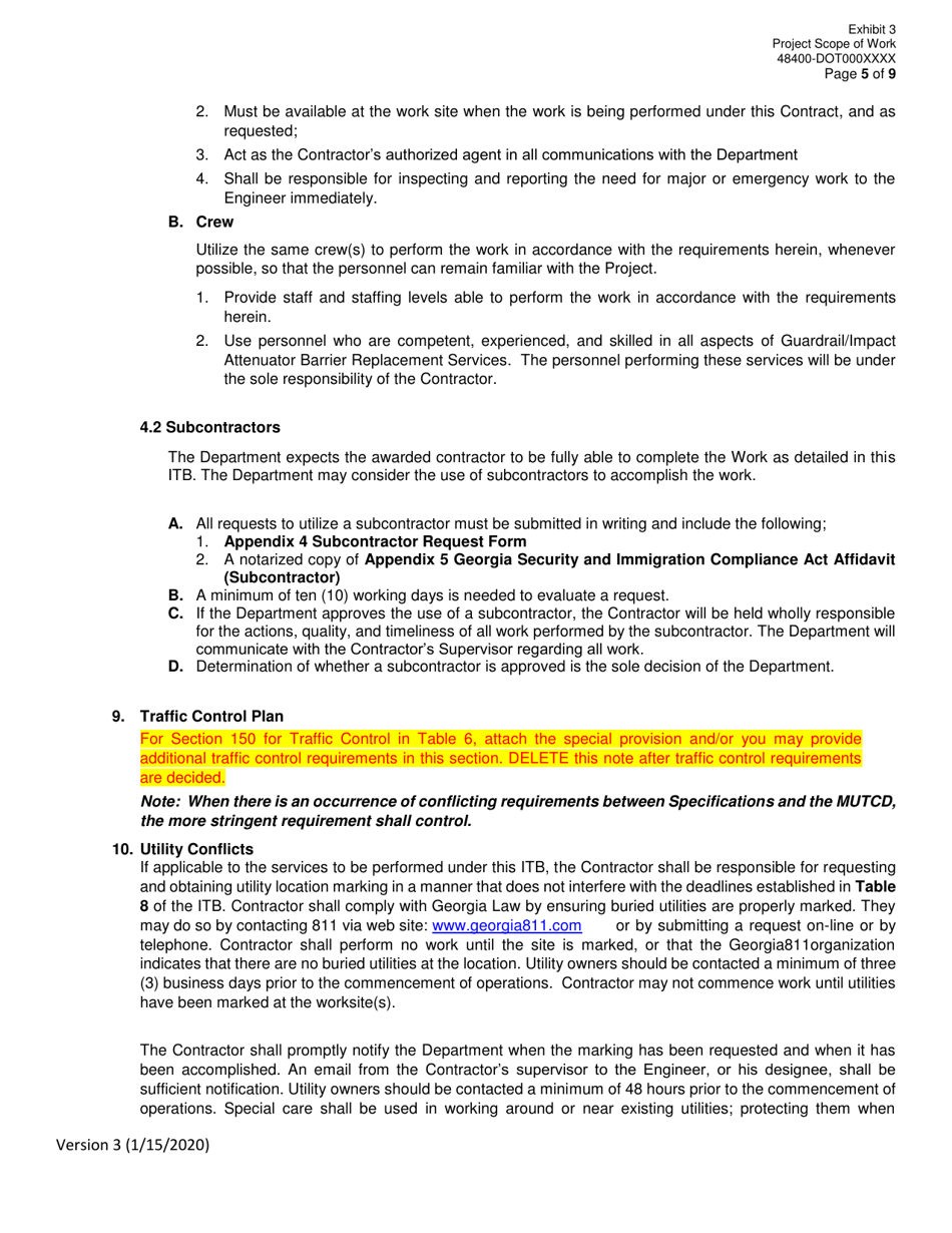 Invitation to Bid (Itb) Bid Form - Guardrail / Impact Attenuator Barrier Replacement Services - District - Georgia (United States), Page 28