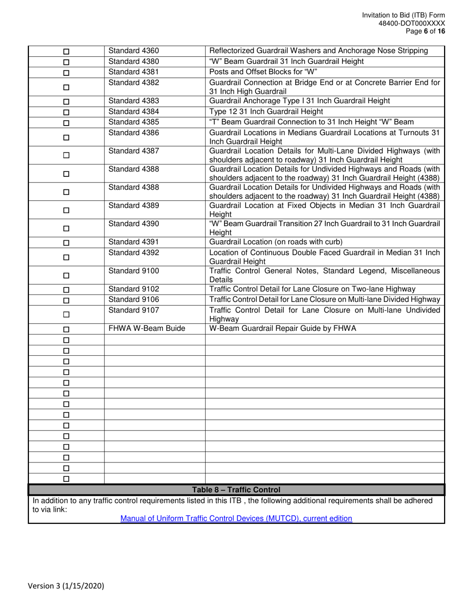 Invitation to Bid (Itb) Bid Form - Guardrail / Impact Attenuator Barrier Replacement Services - District - Georgia (United States), Page 6