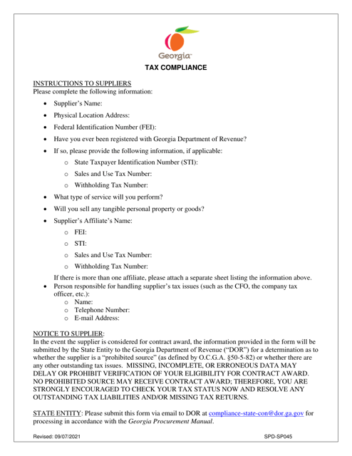 Form SPD-SP045  Printable Pdf