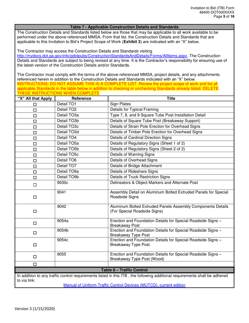 Invitation to Bid (Itb) Bid Form - Sign and Sign Component (Structures) Maintenance - District - Georgia (United States), Page 5
