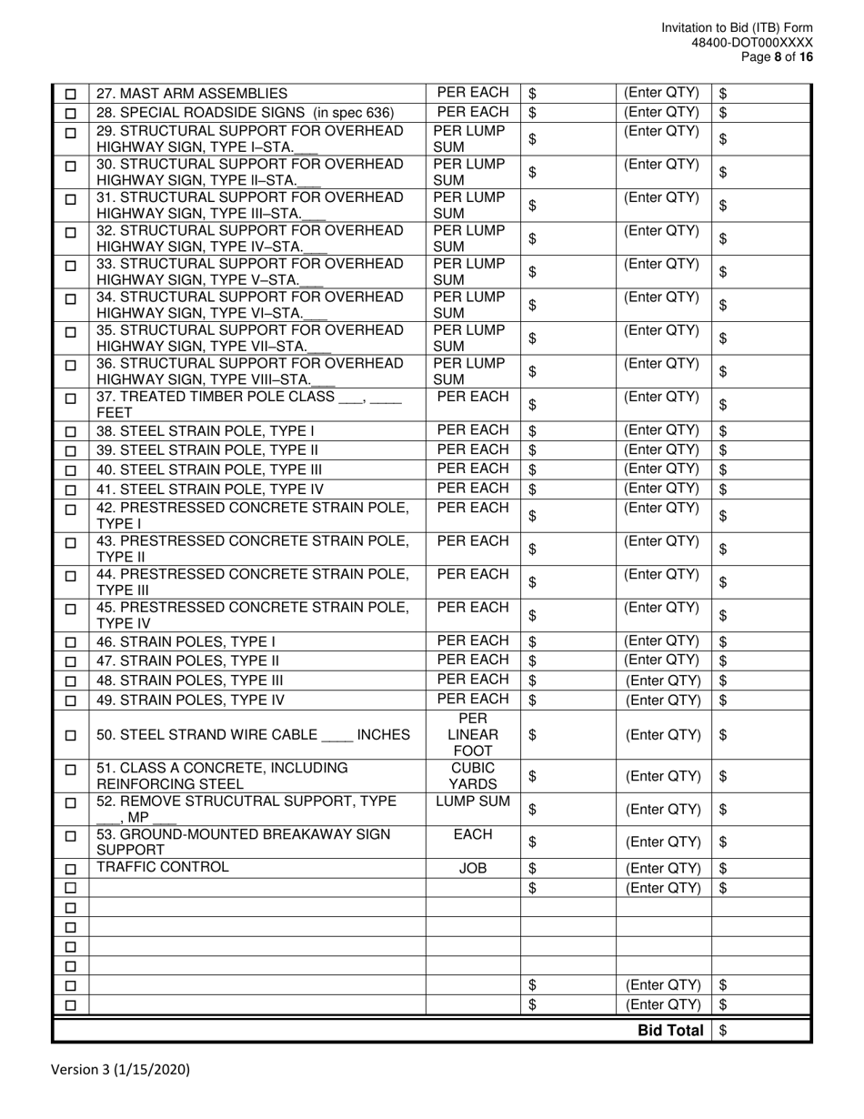 Invitation to Bid (Itb) Bid Form - Sign and Sign Component (Structures) Maintenance - District - Georgia (United States), Page 8