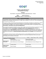 Document preview: Invitation to Bid (Itb) Bid Form - Sound Barrier, Visual Barrier and Various Wall Maintenance - District - Georgia (United States)