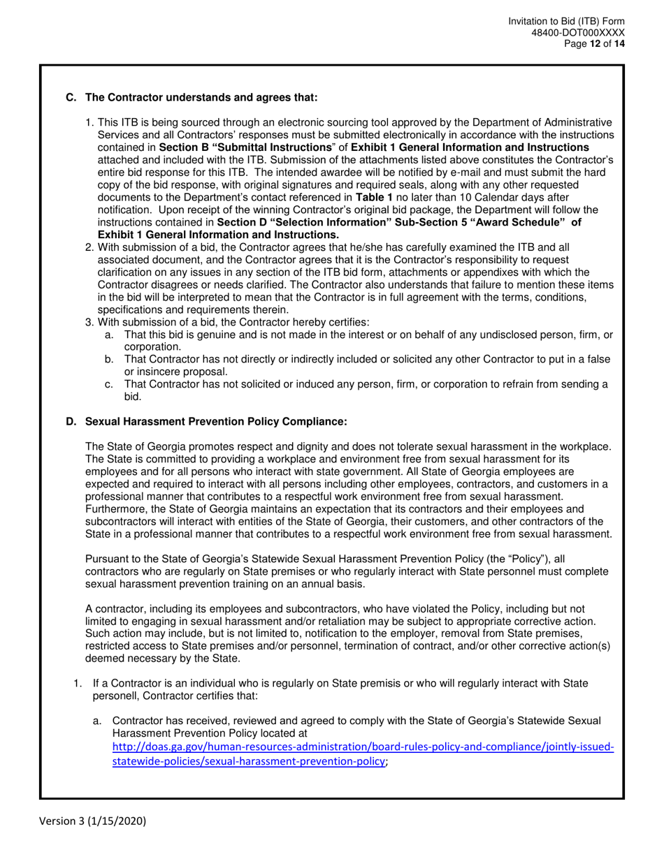 Invitation to Bid (Itb) Bid Form - Vegetation Removal Services - District - Georgia (United States), Page 12