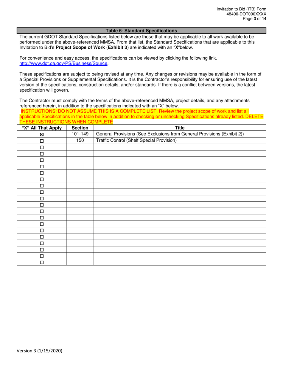 Invitation to Bid (Itb) Bid Form - Vegetation Removal Services - District - Georgia (United States), Page 3