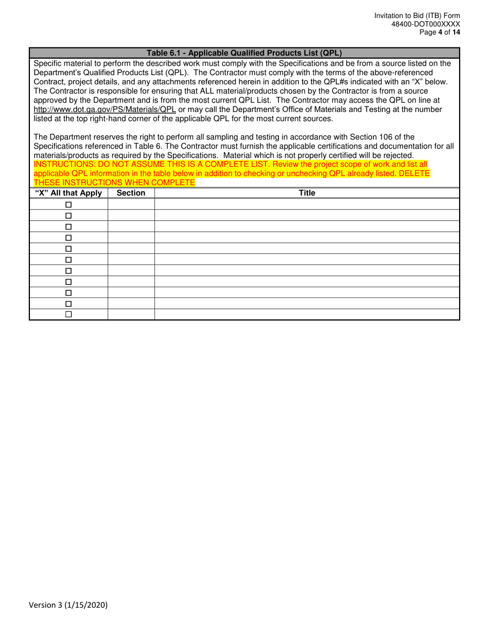 Invitation to Bid (Itb) Bid Form - Vegetation Removal Services - District - Georgia (United States), Page 4