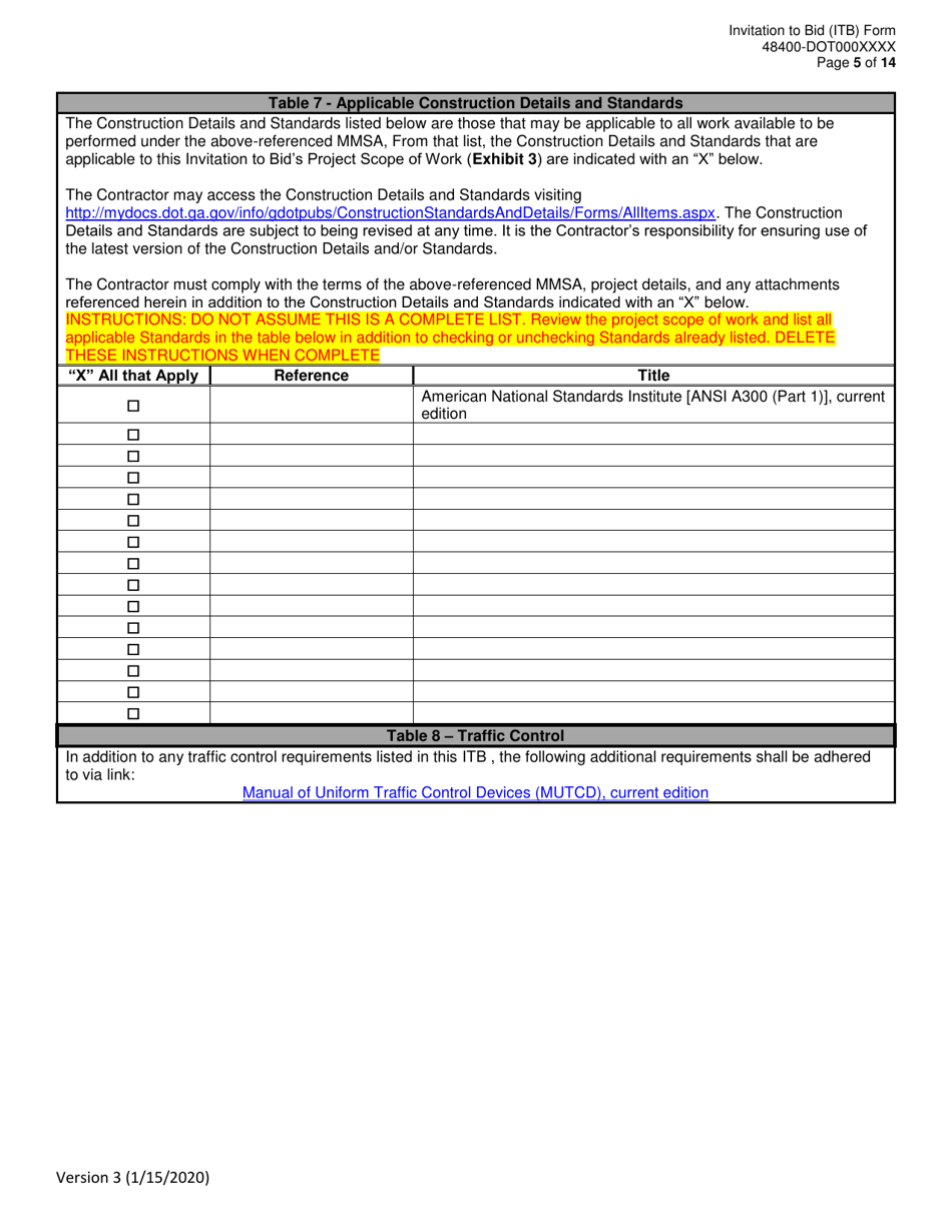 Invitation to Bid (Itb) Bid Form - Vegetation Removal Services - District - Georgia (United States), Page 5