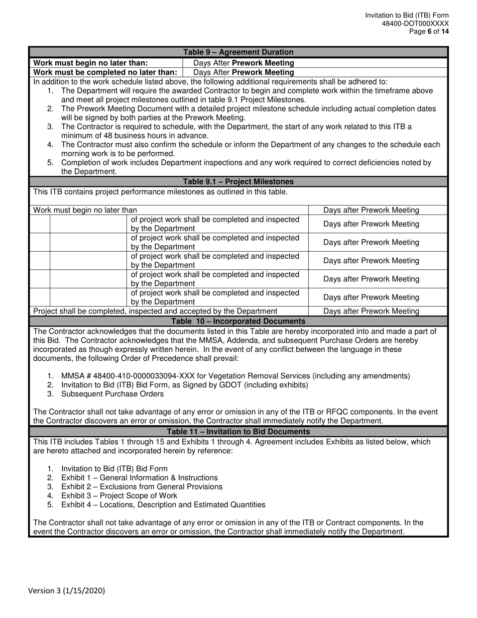 Invitation to Bid (Itb) Bid Form - Vegetation Removal Services - District - Georgia (United States), Page 6