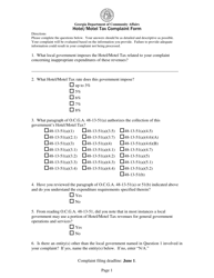 Document preview: Hotel/Motel Tax Complaint Form - Georgia (United States)