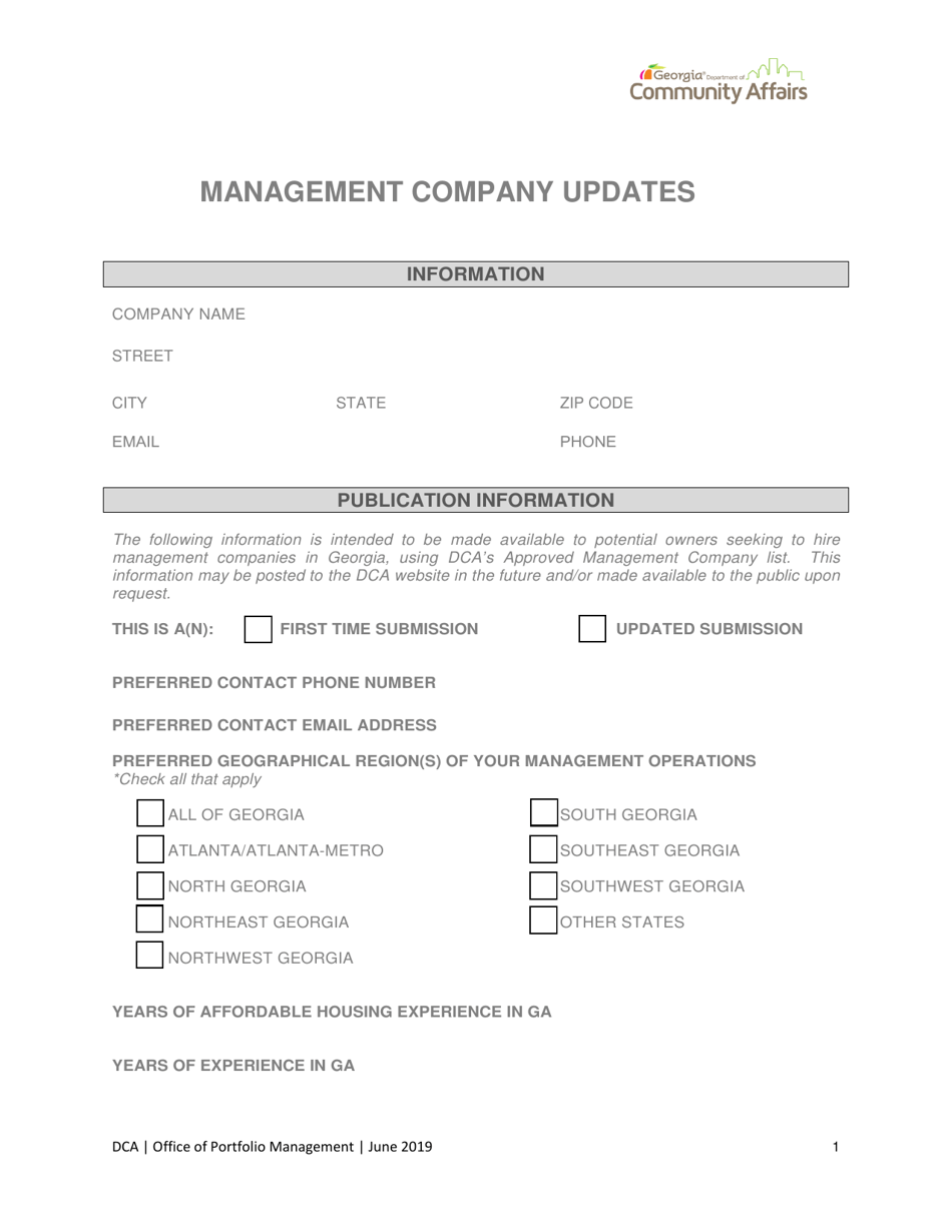 Management Company Updates - Georgia (United States), Page 1