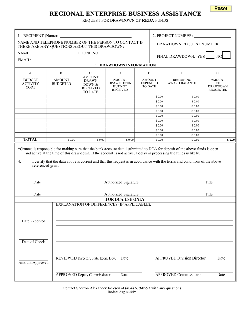 Request for Drawdown of Reba Funds - Georgia (United States), Page 1