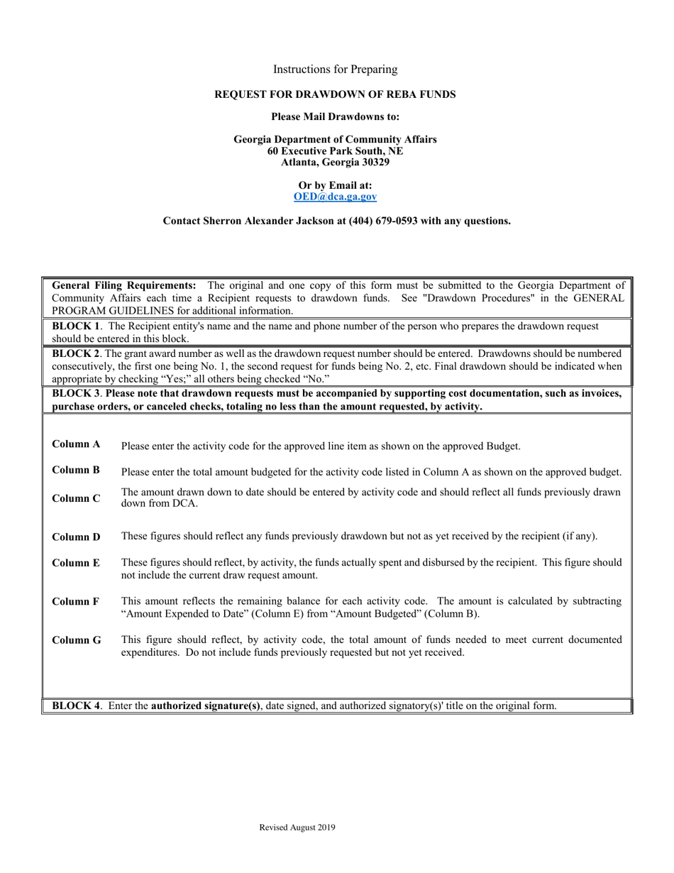Request for Drawdown of Reba Funds - Georgia (United States), Page 2