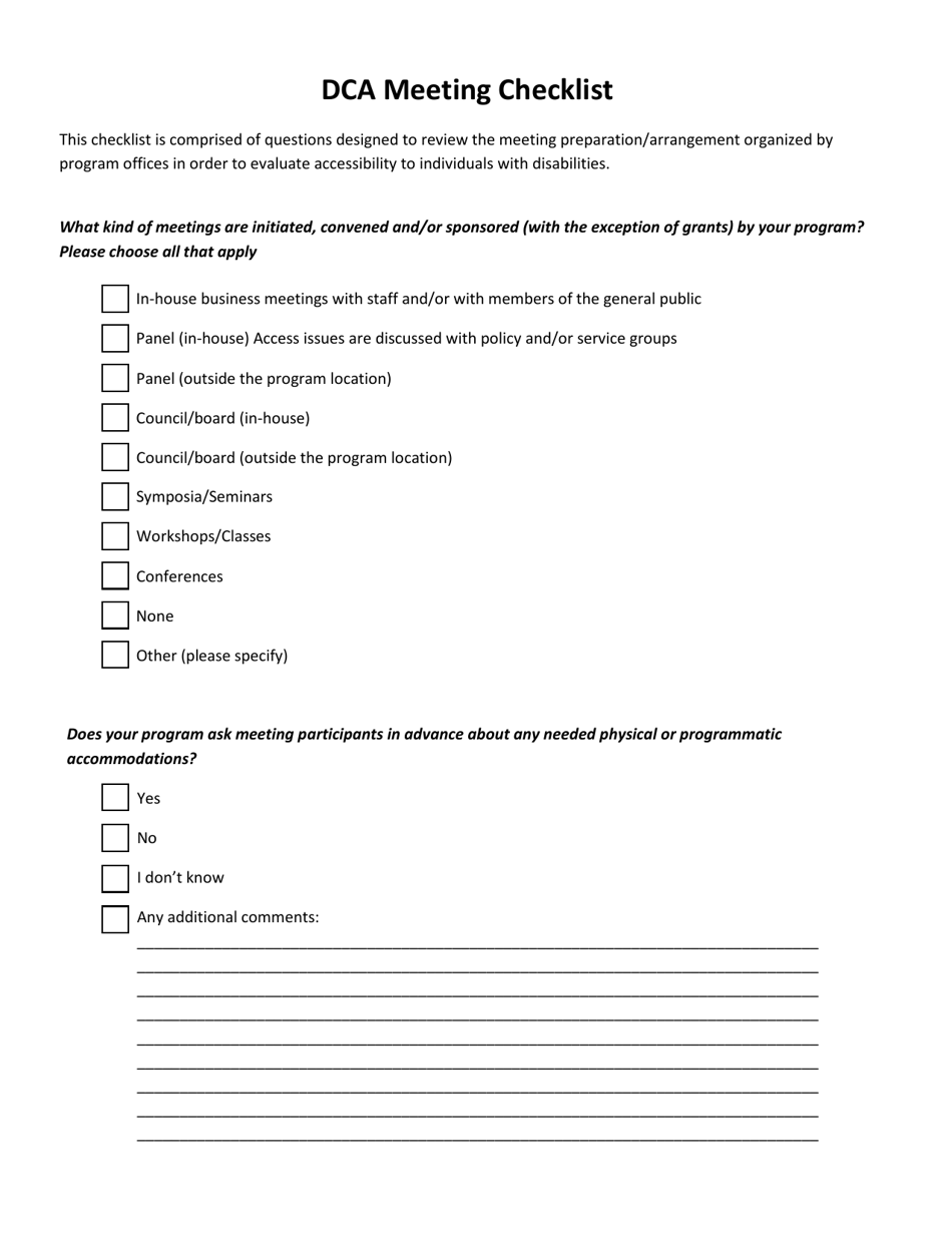 Dca Meeting Checklist - Georgia (United States), Page 9