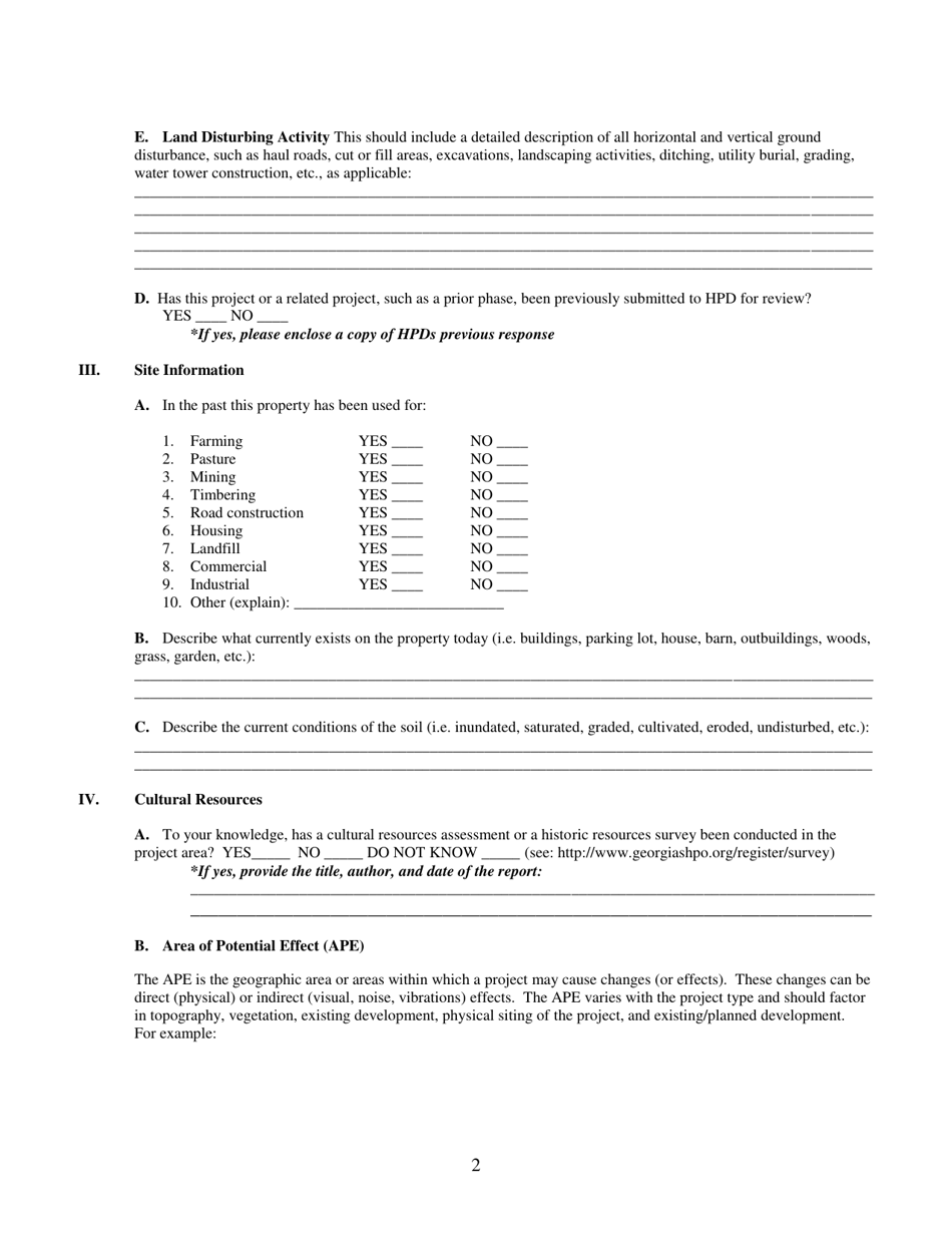 Transportation Enhancements / Cmaq Project Worksheet for Review Under Section 106 Nhpa - Georgia (United States), Page 2