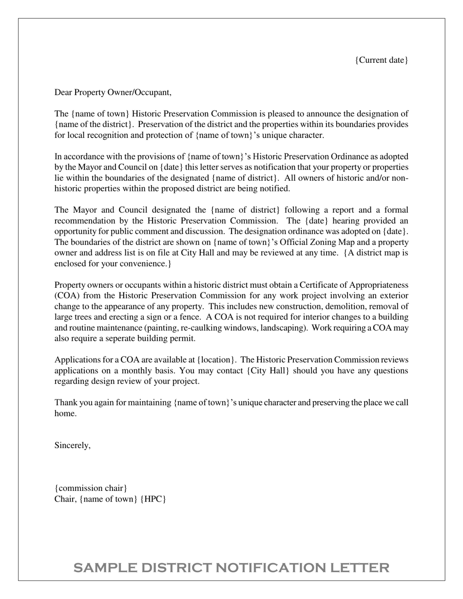 Sample District Notification Letter - Georgia (United States), Page 1