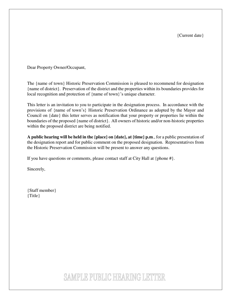 Sample Public Hearing Letter - Georgia (United States), Page 1
