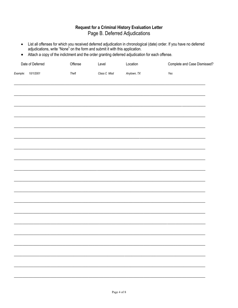 Request for a Criminal History Evaluation Letter - Texas, Page 4
