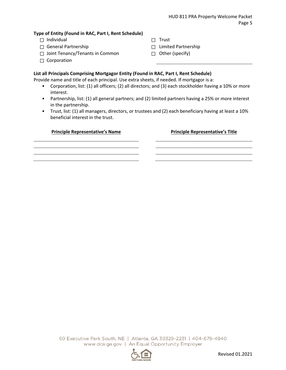 Form HUD811 PRA Rac Worksheet - Georgia (United States), Page 5