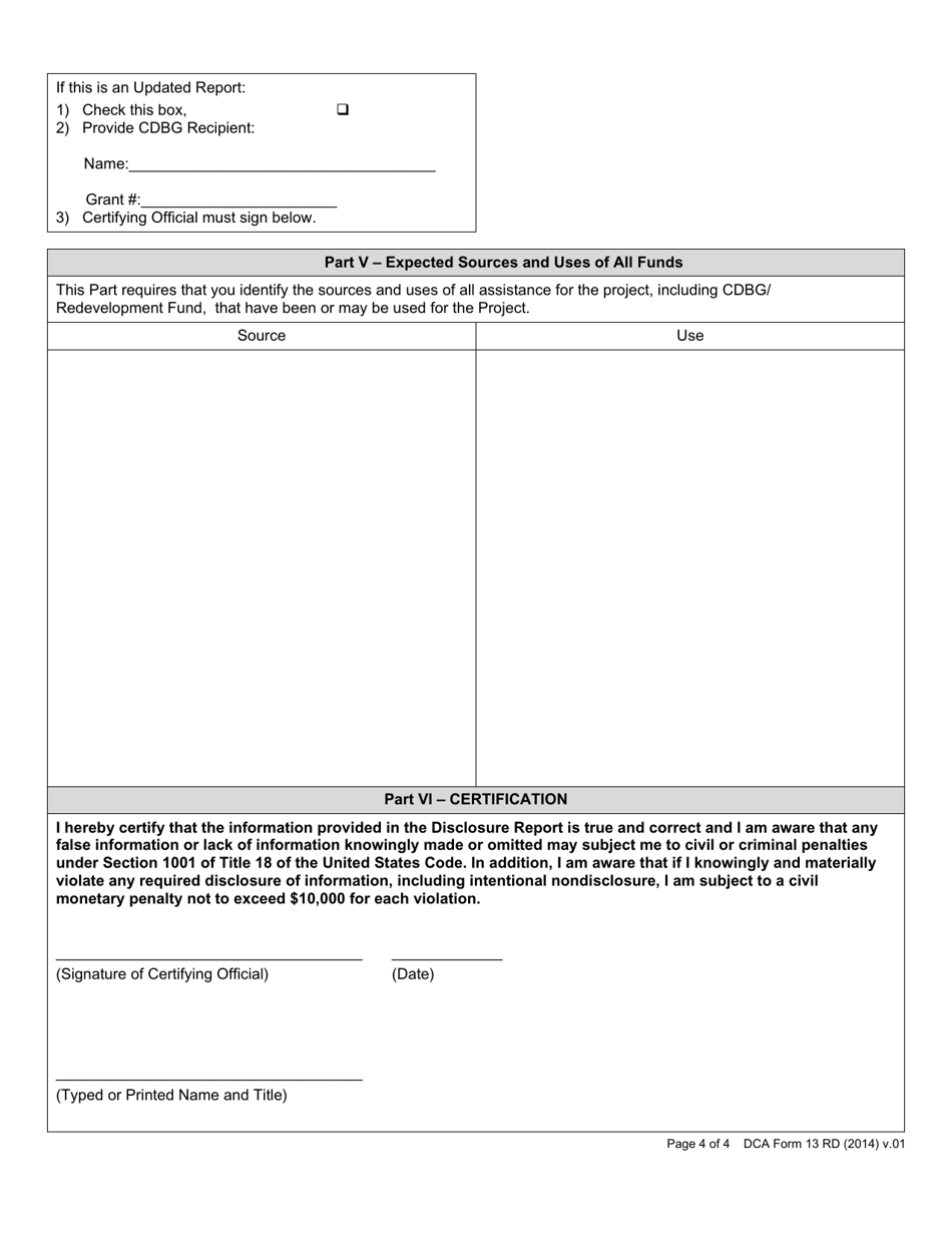 DCA Form 13 RD Disclosure Report - Cdbg / Redevelopment Fund Program - Georgia (United States), Page 4