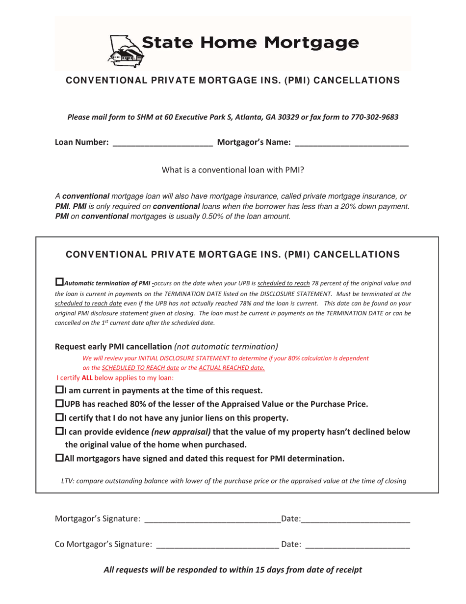 Official Conventional Cancellation Request Form - Georgia (United States), Page 1
