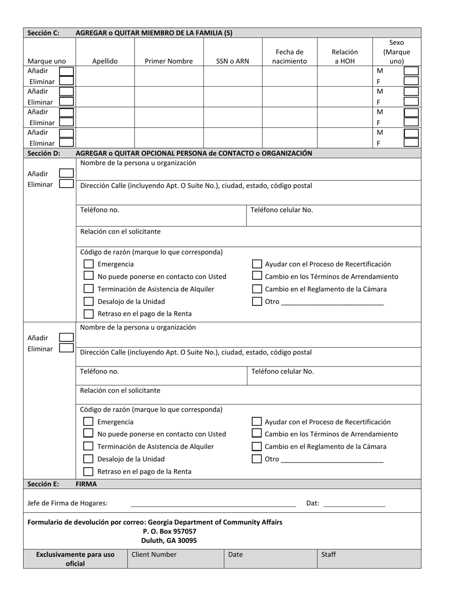 Aplicacion Preliminar Formulario De Actualizacion -housing Choice Voucher (Hcv) Program - Georgia (United States) (Spanish), Page 2