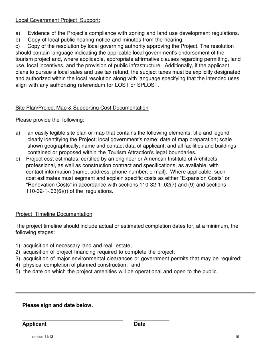 Georgia Tourism Development Act Program Application - Georgia (United States), Page 10