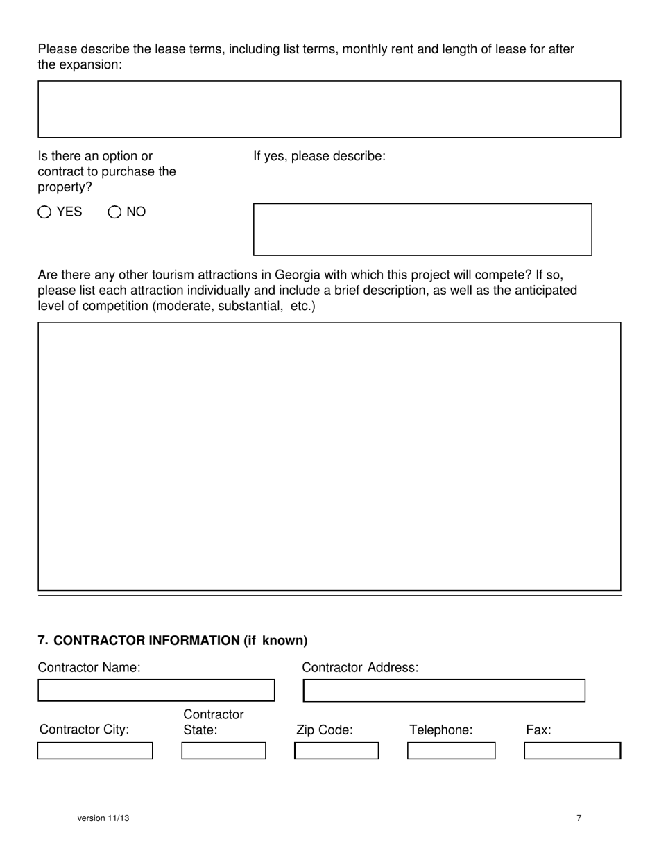 Georgia Tourism Development Act Program Application - Georgia (United States), Page 7