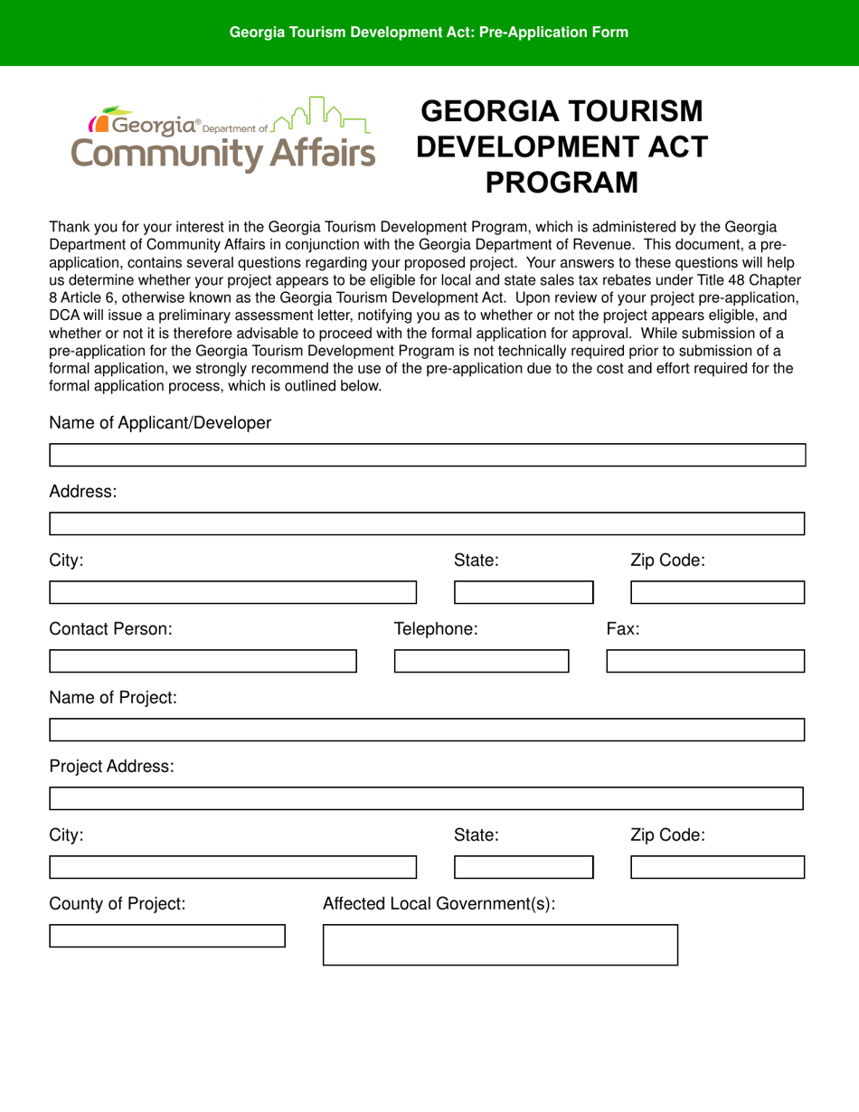 Georgia (United States) Georgia Tourism Development Act: Pre ...