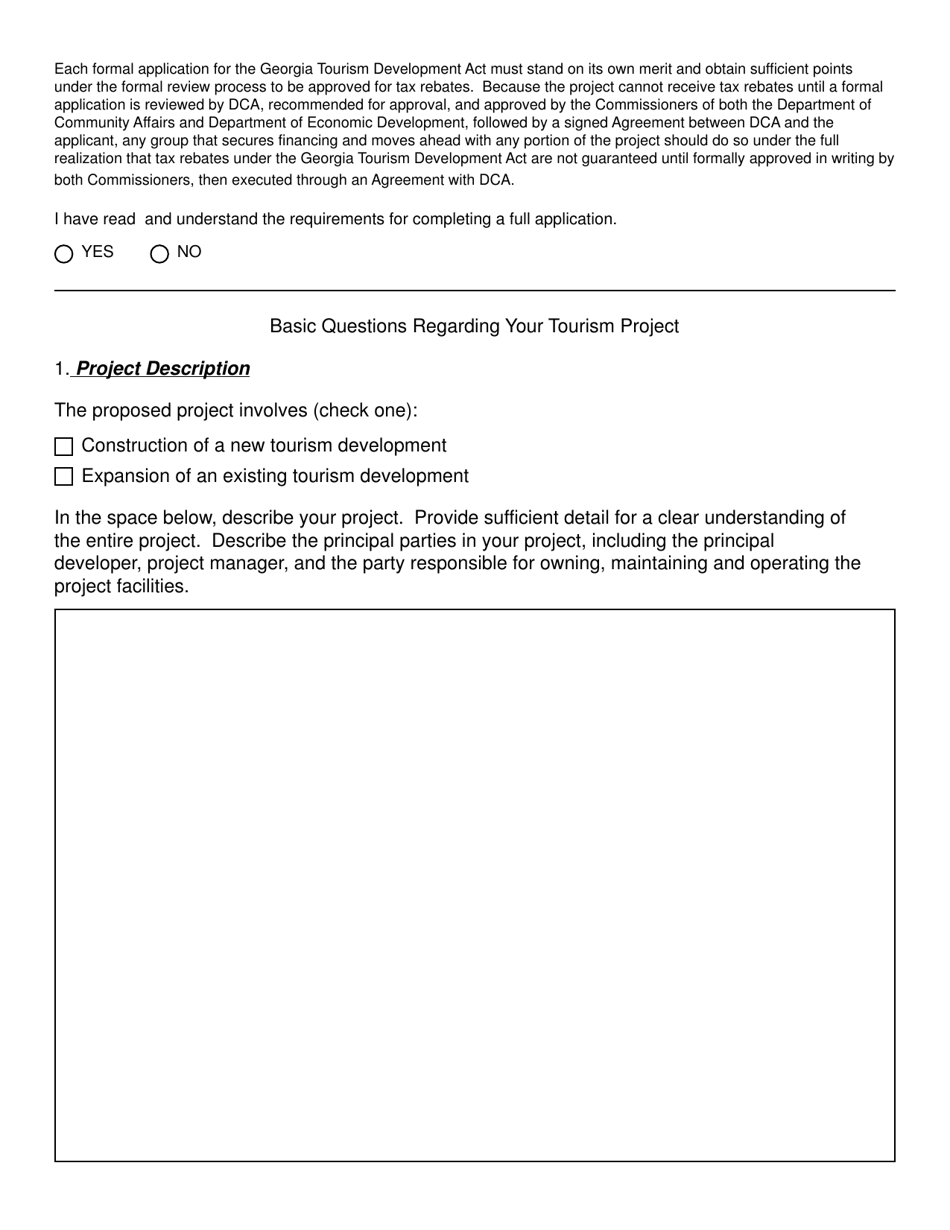 Georgia Tourism Development Act: Pre-application Form - Georgia (United States), Page 3