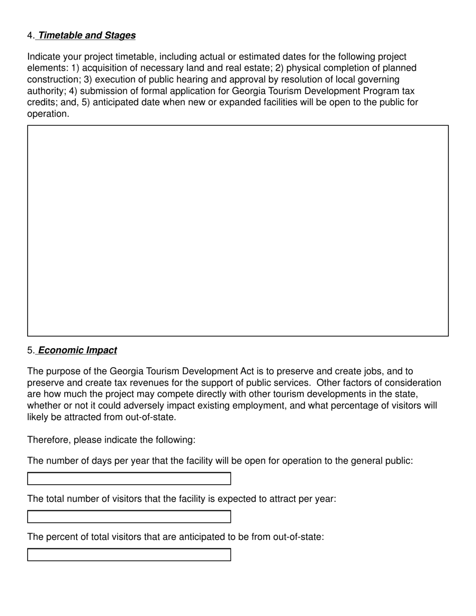 Georgia Tourism Development Act: Pre-application Form - Georgia (United States), Page 6