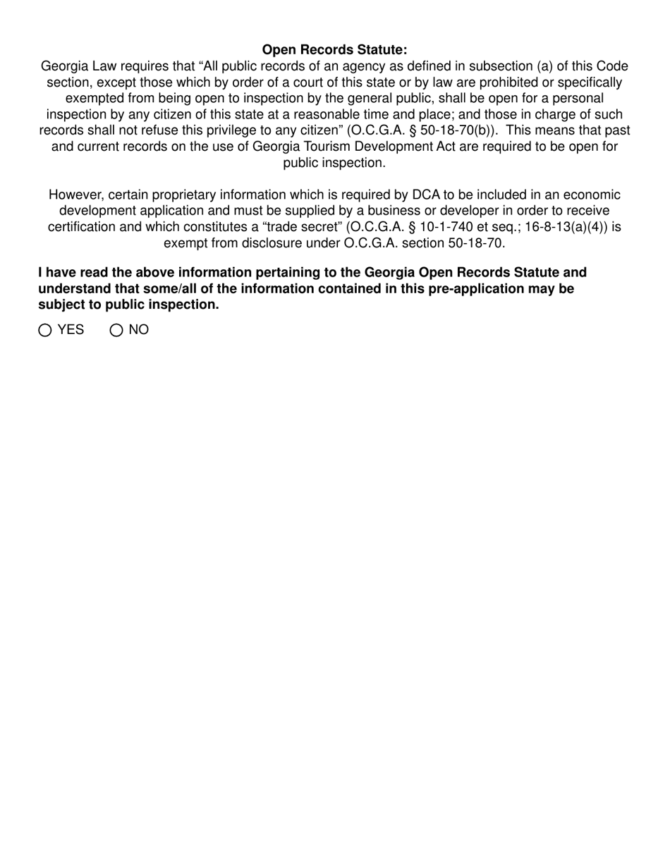 Georgia Tourism Development Act: Pre-application Form - Georgia (United States), Page 8