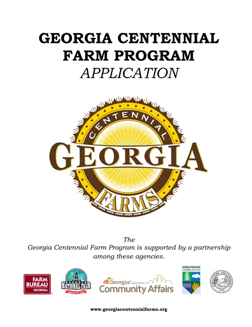 Georgia Centennial Farm Program Application Form - Georgia (United States) Download Pdf