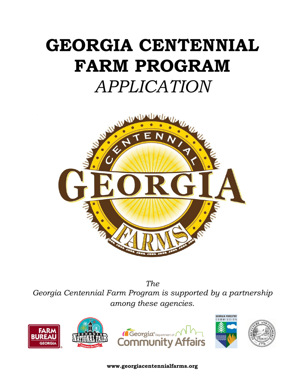 Georgia Centennial Farm Program Application Form - Georgia (United States), Page 1