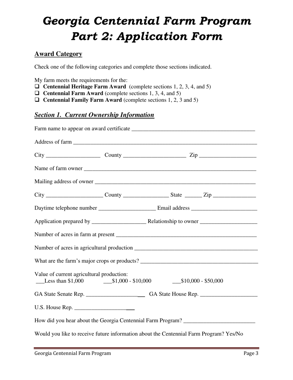 Georgia Centennial Farm Program Application Form - Georgia (United States), Page 4