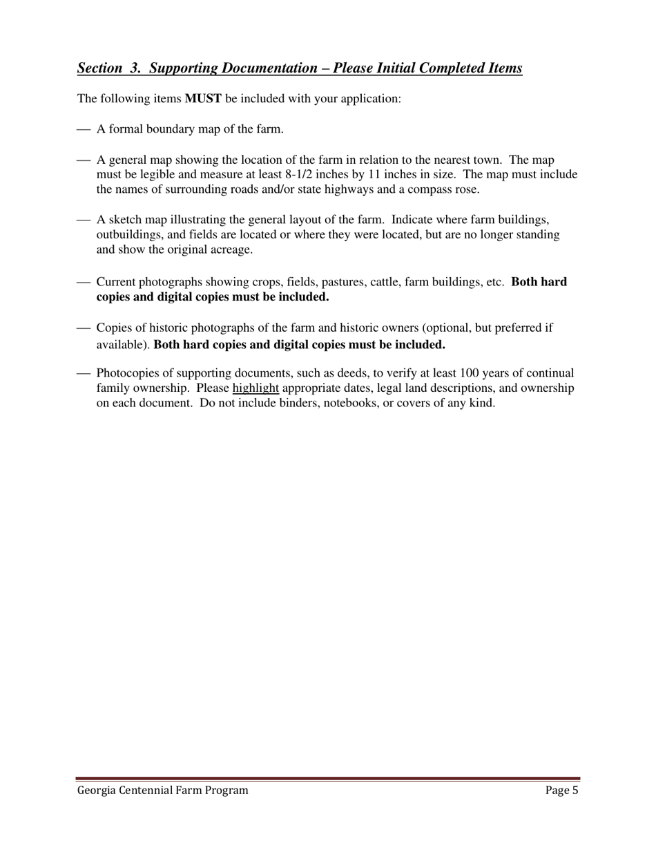 Georgia Centennial Farm Program Application Form - Georgia (United States), Page 6