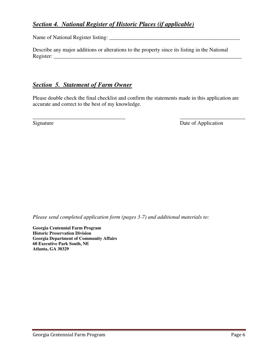 Georgia Centennial Farm Program Application Form - Georgia (United States), Page 7