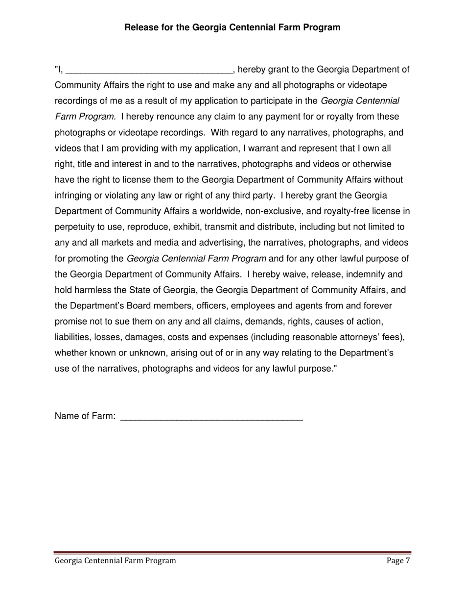 Georgia Centennial Farm Program Application Form - Georgia (United States), Page 8