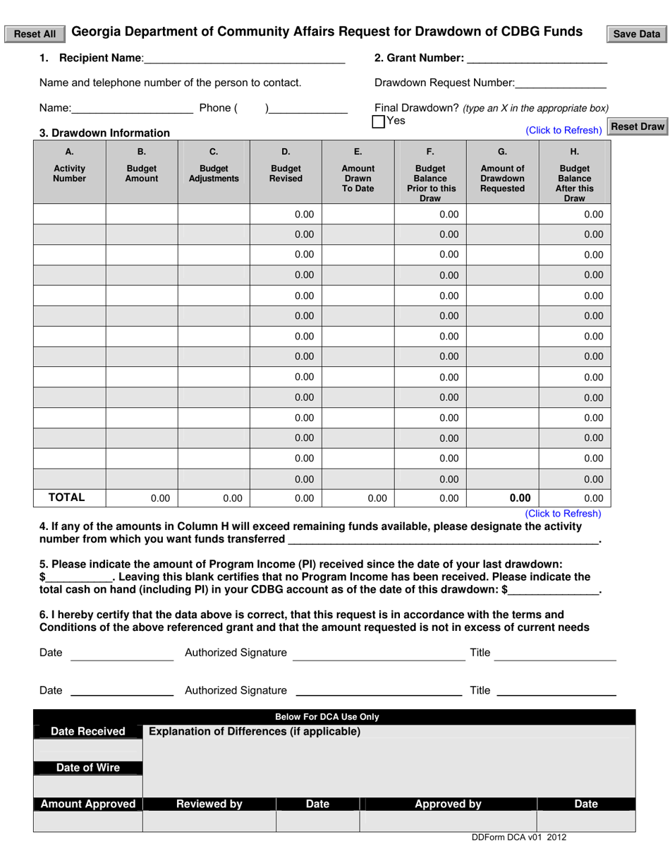 Request for Drawdown of Cdbg Funds - Georgia (United States), Page 1